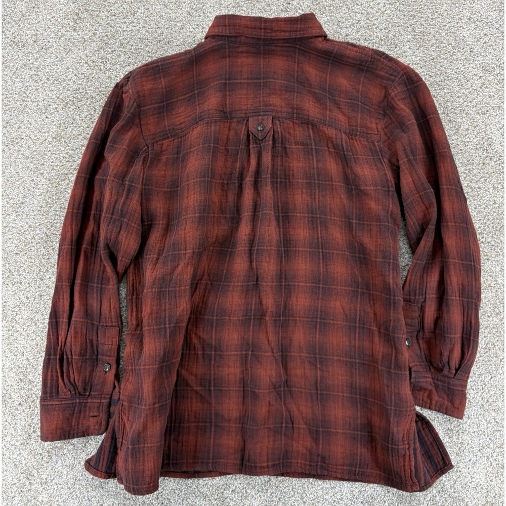 Madewell Oversized Double Layer Flannel Gauze Shirt Womens S Red Plaid Cover Up - Picture 5 of 12